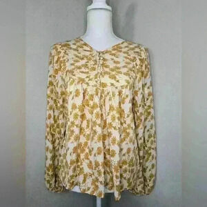 Solitaire Metallic Gold Floral Bohemian Blouse